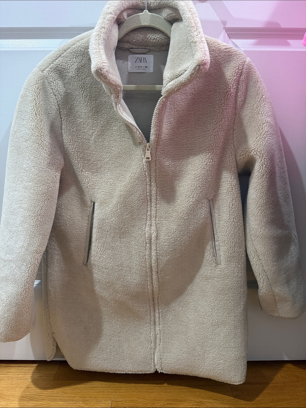 ZARA Kids Cream Sherpa Pea Coat